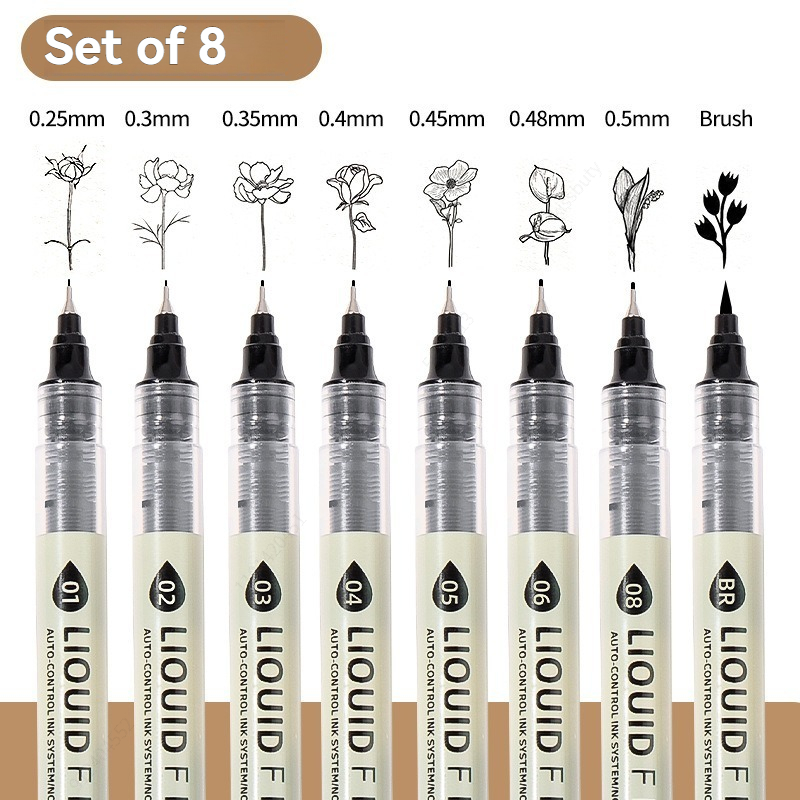 Correction Pen Fine - Conjunto de 12 Canetas Pretas Fineliner